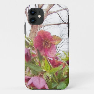 Tuin Scene - Hellebores En Oude Eik iPhone 11 Hoesje
