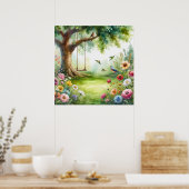 Tuin Schommel Landschap 8 Poster (Keuken)