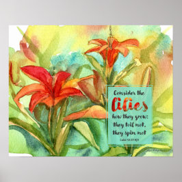 Tuin Schriftuur Lukas 12:27 Daglelie Bloemen Poster