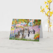 Tuin - Shih Tzus (drie) Kaart (Gele Bloem)