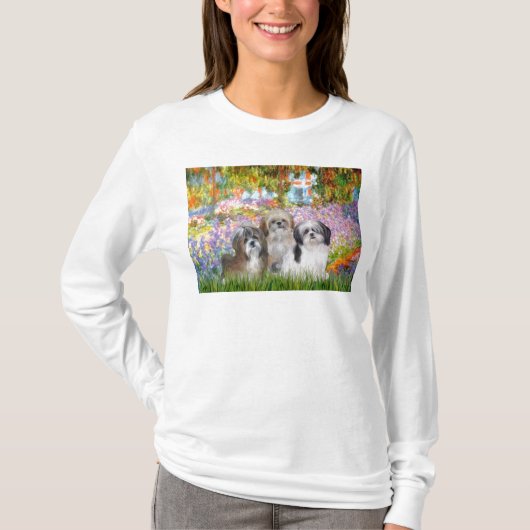 Tuin - Shih Tzus (drie) T-shirt (Voorkant)