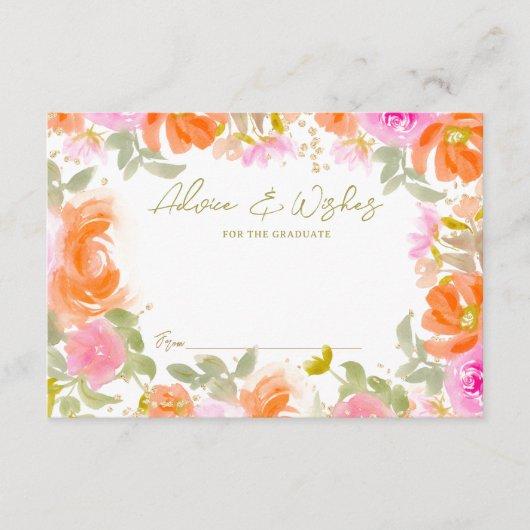 Tuin sinaasappel boho wilde bloemen afstuderen informatiekaartje (Voorkant)