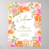 Tuin sinaasappel wilde bloemen welkom afstuderen poster (Voorkant)