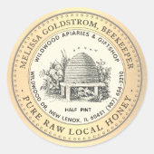  Tuin Skep Honing Label Gouden Rand Bijen (Voorkant)