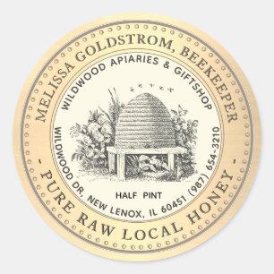  Tuin Skep Honing Label Gouden Rand Bijen