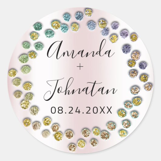 Tuin Skinny Gewoon Naam Datum Zwart Roze Stippen Ronde Sticker (Voorkant)