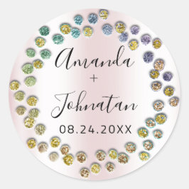 Tuin Skinny Simpele Naam Datum Zwart Roze Stippen Ronde Sticker