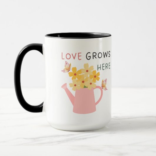 Tuin Spreuk 'Liefde Groeit Hier' Mok (Links)