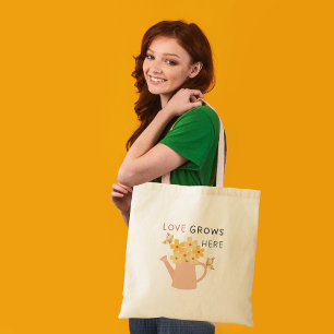 Tuin Spreuk 'Liefde Groeit Hier' Tote Bag