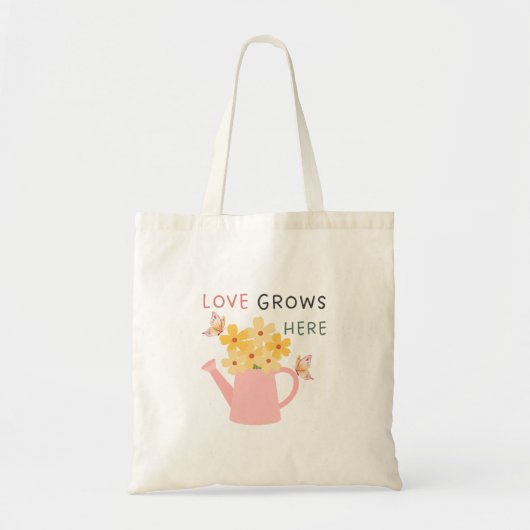 Tuin Spreuk 'Liefde Groeit Hier' Tote Bag (Voorkant)