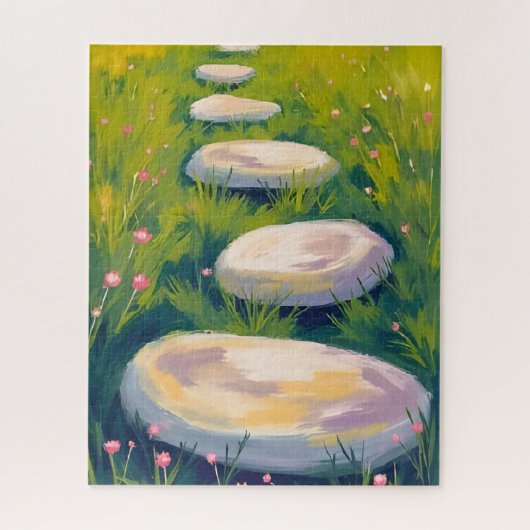 Tuin Stappenstenen Aquarel Legpuzzel (Verticaal)