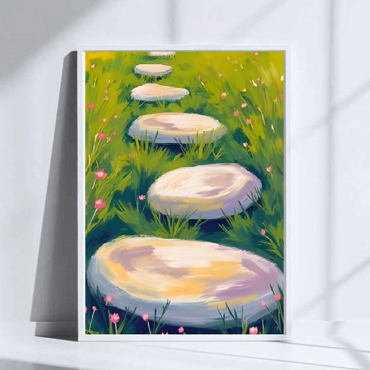 Tuin stapstenen aquarel schilderij poster