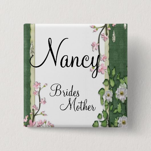 Tuin Stijlvolle Classy Bruiden Moeder bruiloft Vierkante Button 5,1 Cm (Voorkant)