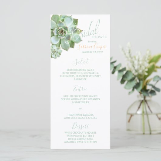 Tuin Succulent Vrijgezellenfeest Menu (Staand voorkant)