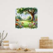 Tuin Swing Landschap 1 Poster (Keuken)