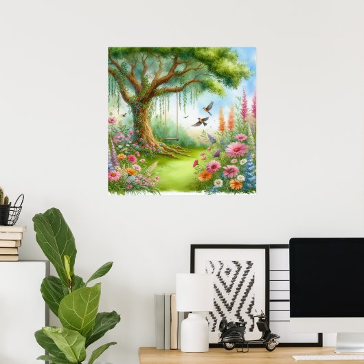 Tuin Swing Landschap 3 Poster (Thuiskantoor)