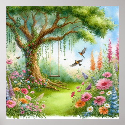 Tuin Swing Landschap 3 Poster (Voorkant)