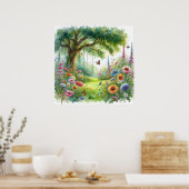 Tuin Swing Landschap 5 Poster (Keuken)