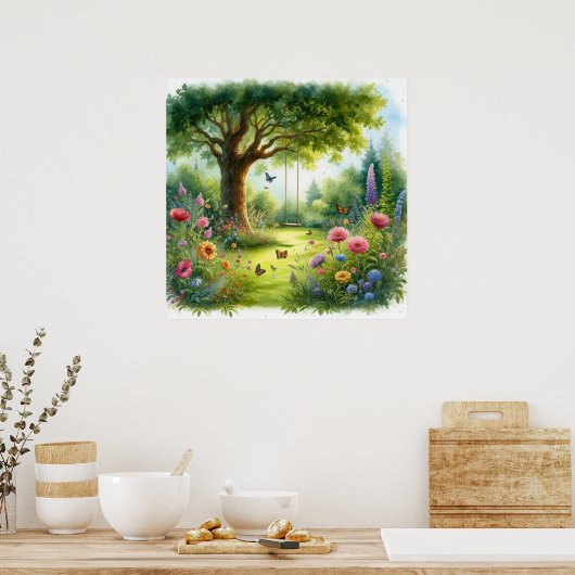 Tuin Swing Landschap 6 Poster (Keuken)