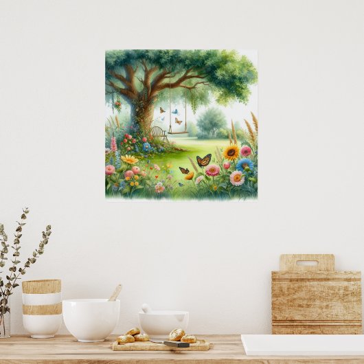 Tuin Swing Landschap 7 Poster (Keuken)