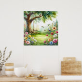 Tuin Swing Landschap 8 Poster (Keuken)