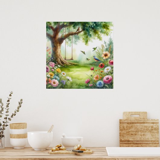 Tuin Swing Landschap 8 Poster (Keuken)