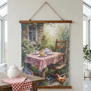 Tuin-theesalon Waterverf Cottage-stijl Hangend Wandkleed