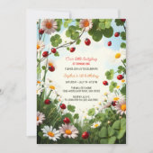 Tuin Thema Baby Meisje Ladybug 1e verjaardag Kaart (Voorkant)