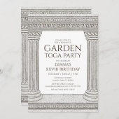 Tuin Toga Verjaardagsfeest Uitnodiging met zuilen (Voorkant / Achterkant)