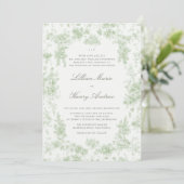  Tuin Toile Sage Green Classic Wedding Kaart (Staand voorkant)