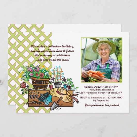 Tuin Tools Photo Invitation Kaart (Voorkant / Achterkant)