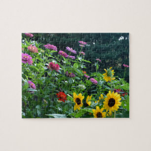 Tuin uitzicht, mooie achtertuin bloementuin legpuzzel