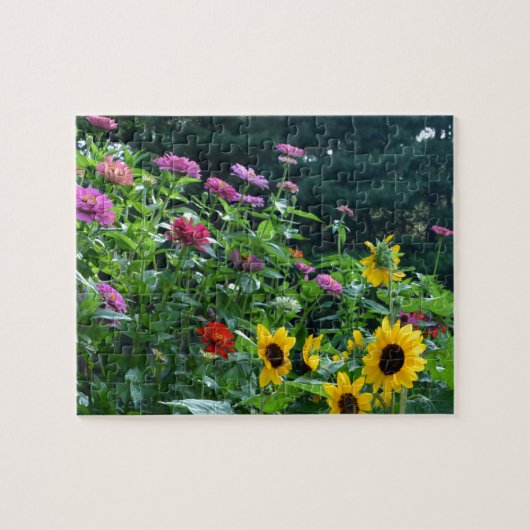 Tuin uitzicht, mooie achtertuin bloementuin legpuzzel (Horizontaal)