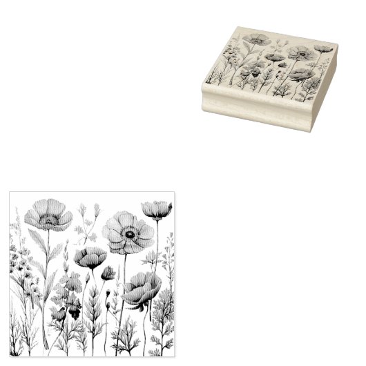 Tuin van Bloemen in een retro stijl Rubberstempel (Gestempeld)