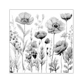 Tuin van Bloemen in een retro stijl Rubberstempel (Afrduk)