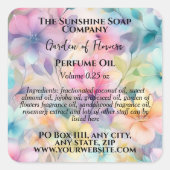 Tuin van Bloemen Parfum Roller Flessenlabel Vierkante Sticker (Voorkant)