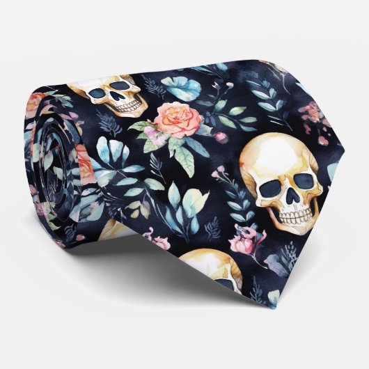 Tuin van Botten Zakelijke Stropdas Schedels en Roz (Opgerold)