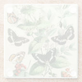 Tuin van Butterflies en Flowers Glazen Onderzetter (Achterkant)