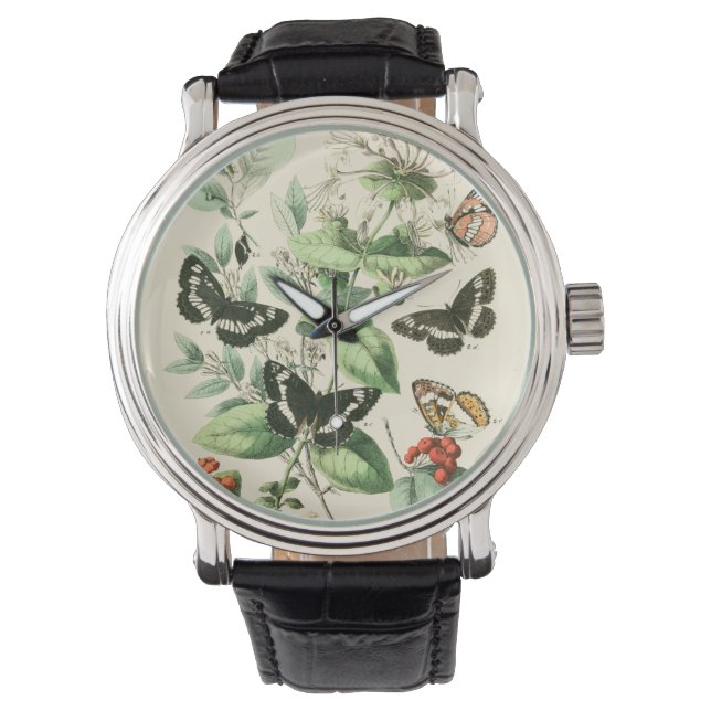 Tuin van Butterflies en Flowers Horloge (Voorkant)