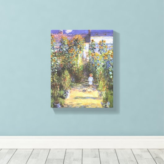 Tuin van de artiest te Vetheuil - Claude Monet Canvas Afdruk (Insitu (Houten vloer))