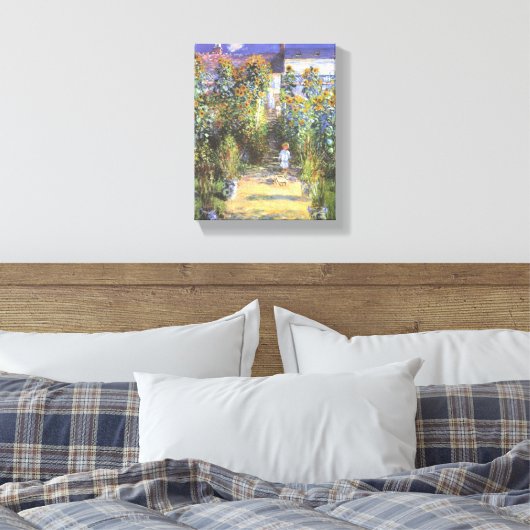 Tuin van de artiest te Vetheuil - Claude Monet Canvas Afdruk (Insitu (Slaapkamer))
