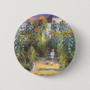 Tuin van de artiest te Vetheuil - Claude Monet Ronde Button 5,7 Cm