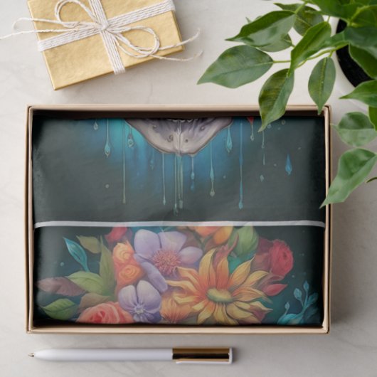 Tuin van de Doden, Schedel & Bloemenkroon Tissuepapier (Geschenk)