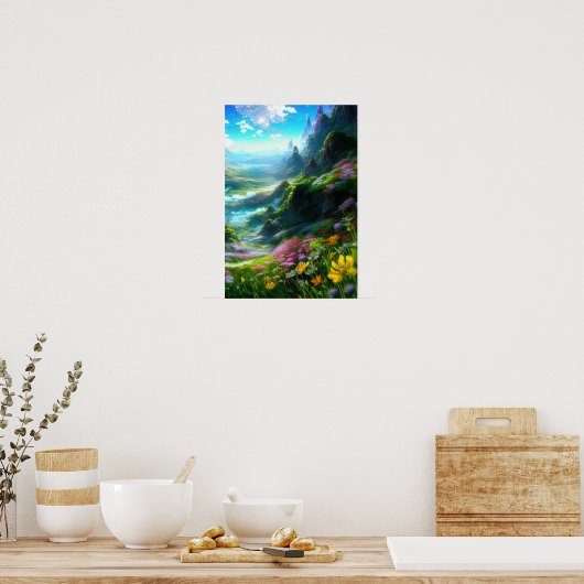 Tuin van de Enchanted Mountain Poster (Keuken)