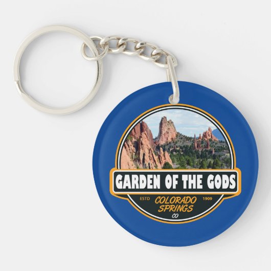 Tuin van de Gods Colorado Springs Travel Emblem Sleutelhanger (Voorkant)