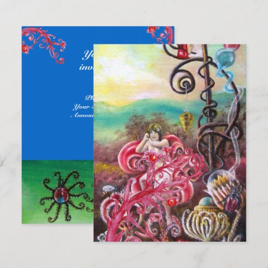 TUIN VAN DE MELISSA, helderrood, roze blauw Kaart (Voorkant / Achterkant)