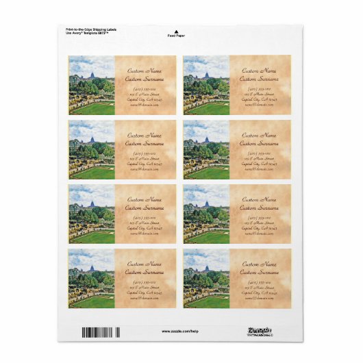 Tuin van de prinses Claude Monet beeldende kunst Etiket (Full Sheet)