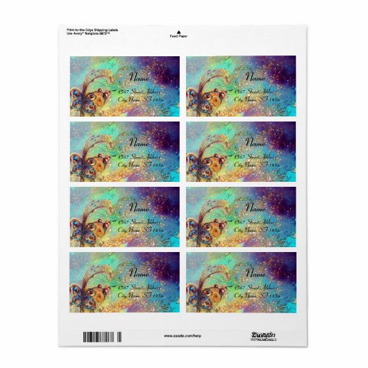 TUIN VAN DE VERLOREN SCHADUWEN,.blauw groen Etiket (Full Sheet)