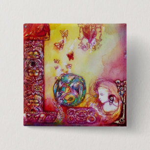 TUIN VAN DE VERLOREN SCHADUWEN -FAERY EN VLINDERS VIERKANTE BUTTON 5,1 CM