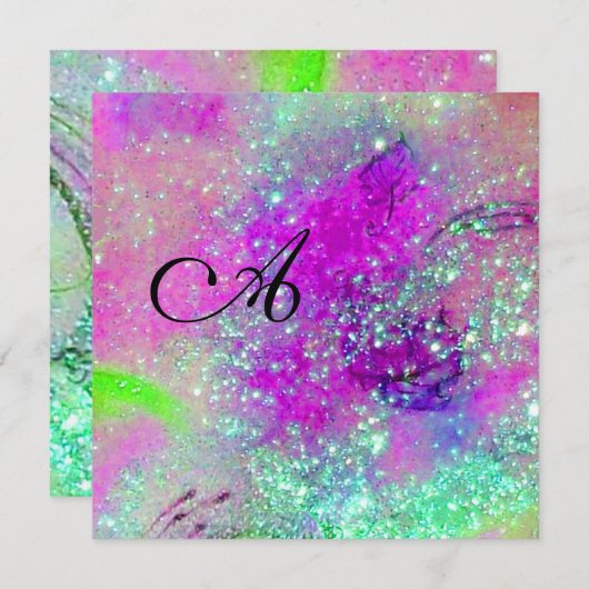 TUIN VAN DE VERLOREN SCHADUWEN -monogram, paarsbla Aankondiging (Voorkant / Achterkant)